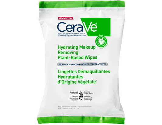 CeraVe Hydrating Makeup Removing Plant-Based Wipes - 25 Count