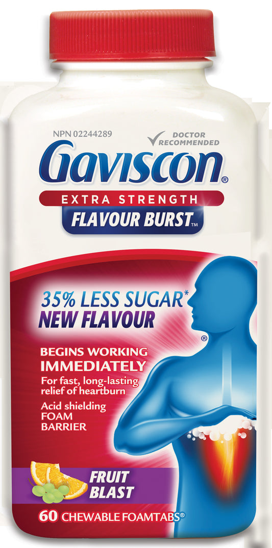 Gaviscon Extra Strength Chewable Foam Tabs Fruit Blast, 60 ct