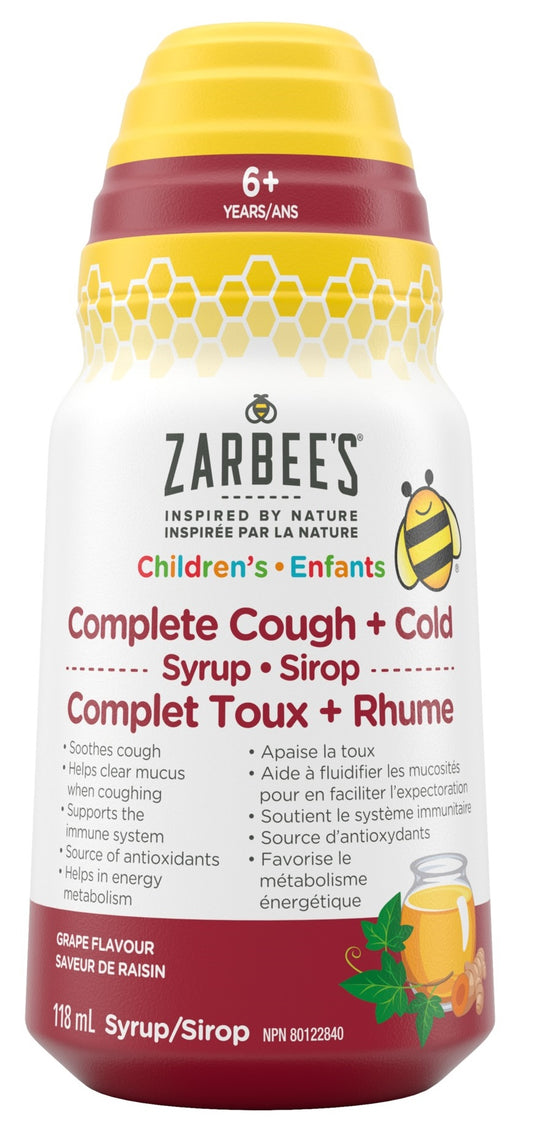 Zarbee’s Children’s Complete Cough + Cold Syrup, Grape 118ml