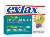 Ex-lax Gentle Overnight Laxative 15mg, Chocolate 48 ct