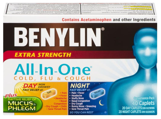 Benylin All-In-One Extra Strength Day/Night, 40 Caplets