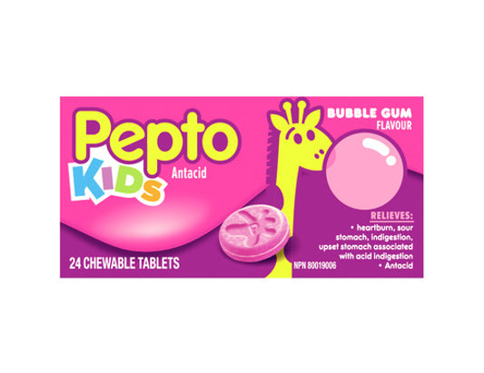 Pepto Kids Antacid Chewable Tablets Bubble Gum - 24 Count