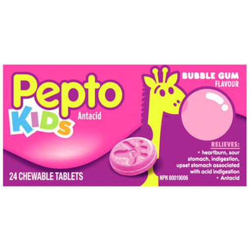 Pepto Kids Antacid Chewable Tablets Bubble Gum - 24 Count