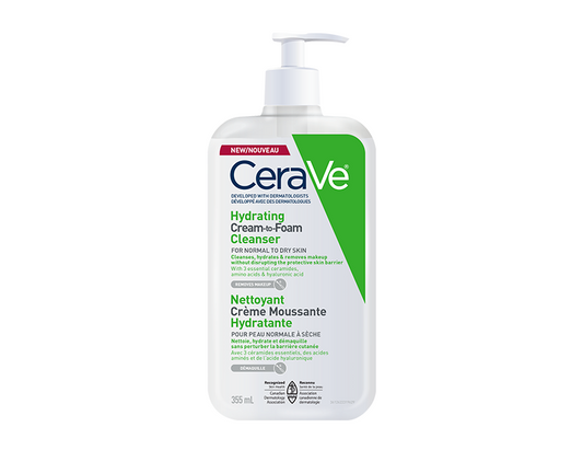 CeraVe Hydrating Cream-to-Foam Cleanser, 355 mL