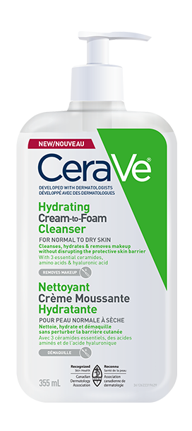 Cerave Hydrating Cream-to-Foam Cleanser, 355 mL