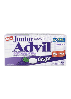 Advil Junior Dye Free Grape, 40 Chewable Tablets