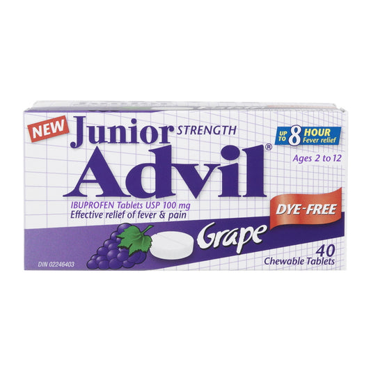 Advil Junior Dye Free Grape, 40 Chewable Tablets