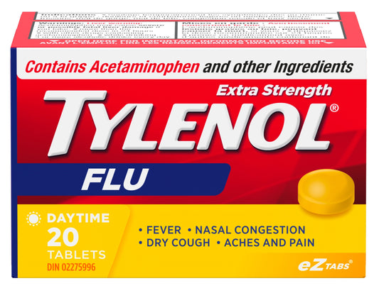 Tylenol Cold Extra Strength Daytime eZtabs, 20 Tablets