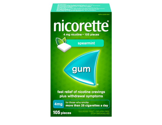 Nicorette Gum, Spearmint 4mg - 105 Pieces