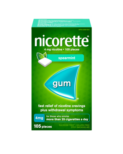 Nicorette Gum, Spearmint 4mg - 105 Pieces