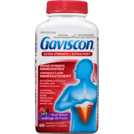 Gaviscon Extra Strength Fruit Antacid Tablets, 60 ct