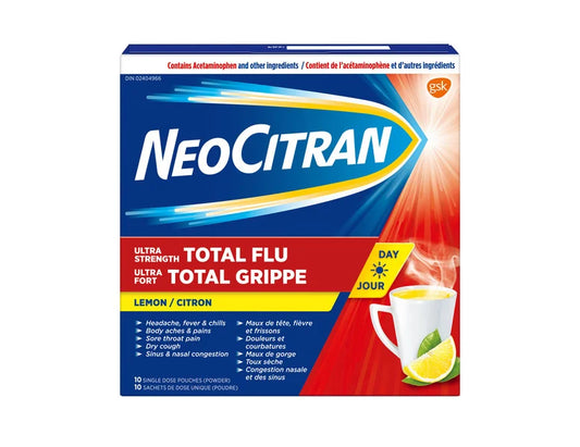 NeoCitran Total Flu Lemon Ultra Strength – 10 Single Dose Pouches