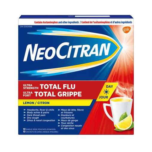 NeoCitran Total Flu Lemon Ultra Strength – 10 Single Dose Pouches