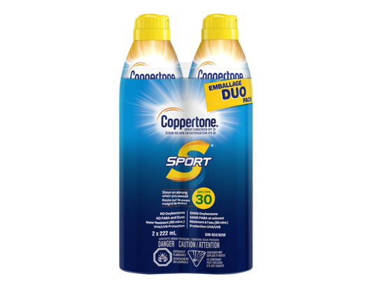 Coppertone Sport Sunscreen Continuous Spray SPF 30 - 2 x 222 mL