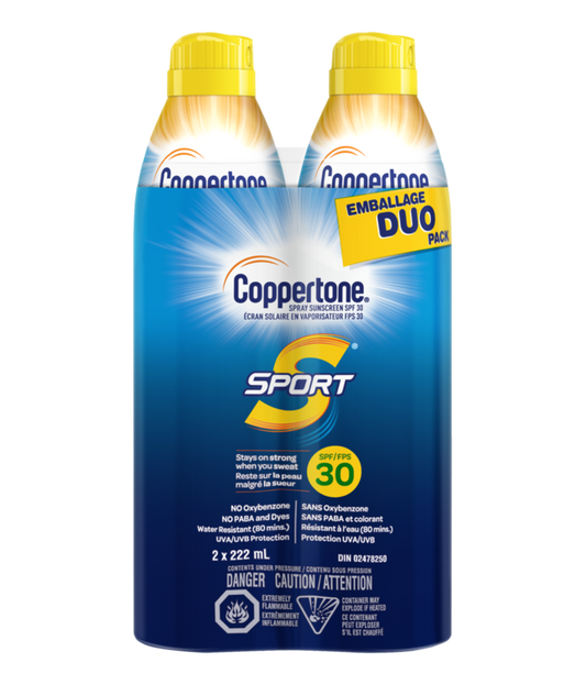 Coppertone Sport Sunscreen Continuous Spray, SPF 30, 2 x 222 mL