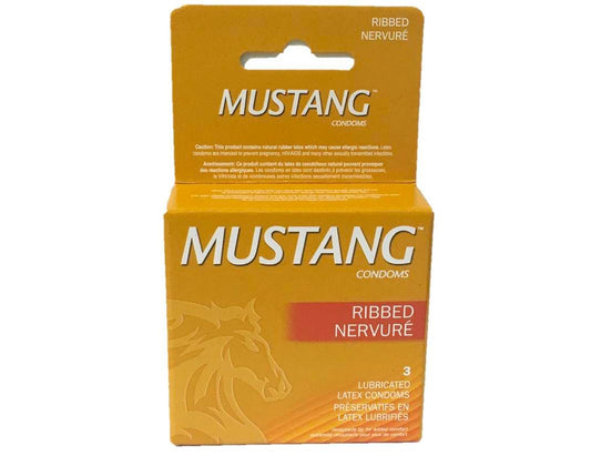Mustang Ribbed Condoms 3 ct: Enhanced Pleasure & Protection