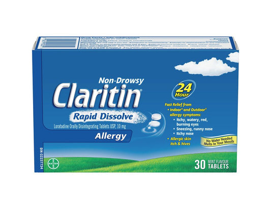 Claritin Rapid Dissolve 24-Hour Non-Drowsy Allergy Relief – 10 mg, 30 Tablets
