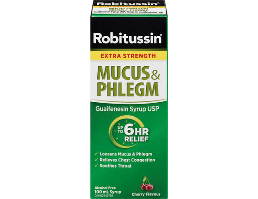 Robitussin Mucus & Phlegm Extra Strength Syrup Cherry Flavour – 100 mL