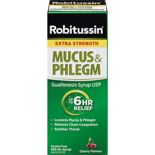Robitussin Mucus & Phlegm Extra Strength Syrup Cherry Flavour – 100 mL