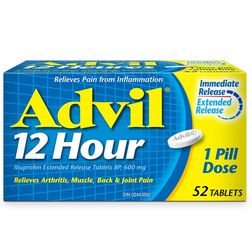 Advil 12 Hour Tablets for Extended Pain Relief 600mg Ibuprofen 52 Count