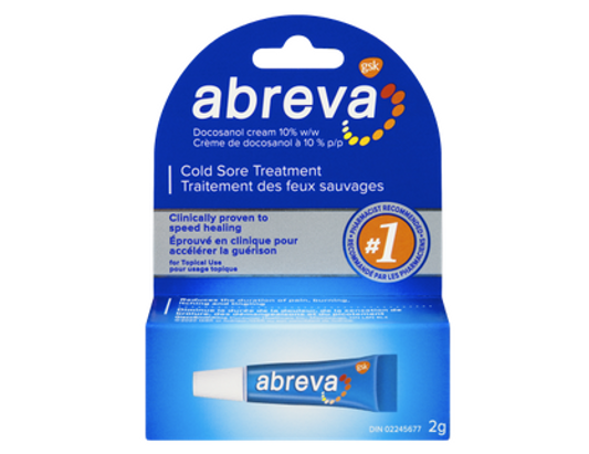 Abreva Cold Sore Treatment Docosanol 10% Cream 2 g