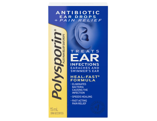 Polysporin Plus Pain Relief Ear Drops for Ear Infections & Swimer's Ear 15 mL