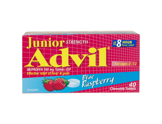 Junior Strength Advil Chewables Blue Raspberry 40 Tablets