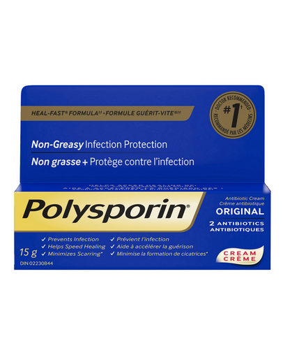Polysporin Original Antibiotic Cream, Heal-Fast Formula, 15g 15 g