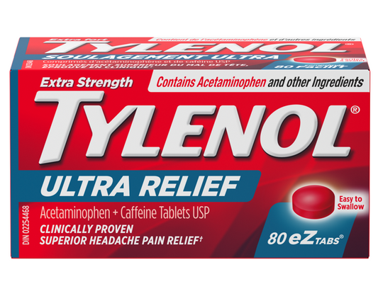 Tylenol Ultra Relief Tough on Headaches eZ Tabs 80 Tablets