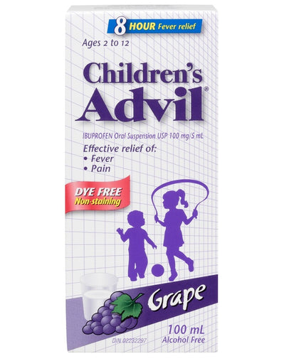 Advil Children's Oral Suspension Dye Free Grape 100 mL