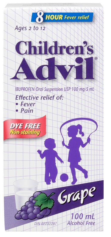 Advil Children's Oral Suspension Dye Free Grape 100 mL