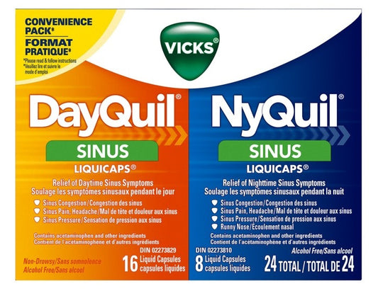 Vicks Dayquil Nyquil Sinus Combo Liquicaps 24 Count