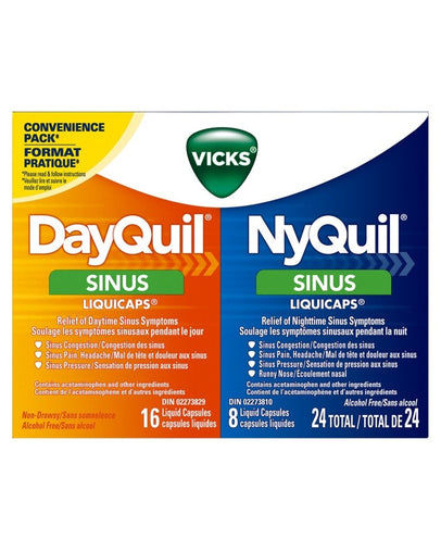 Vicks Dayquil Nyquil Sinus Combo Liquicaps 24 Count